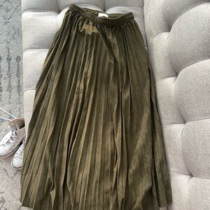 Olive Green Pleated Skirt